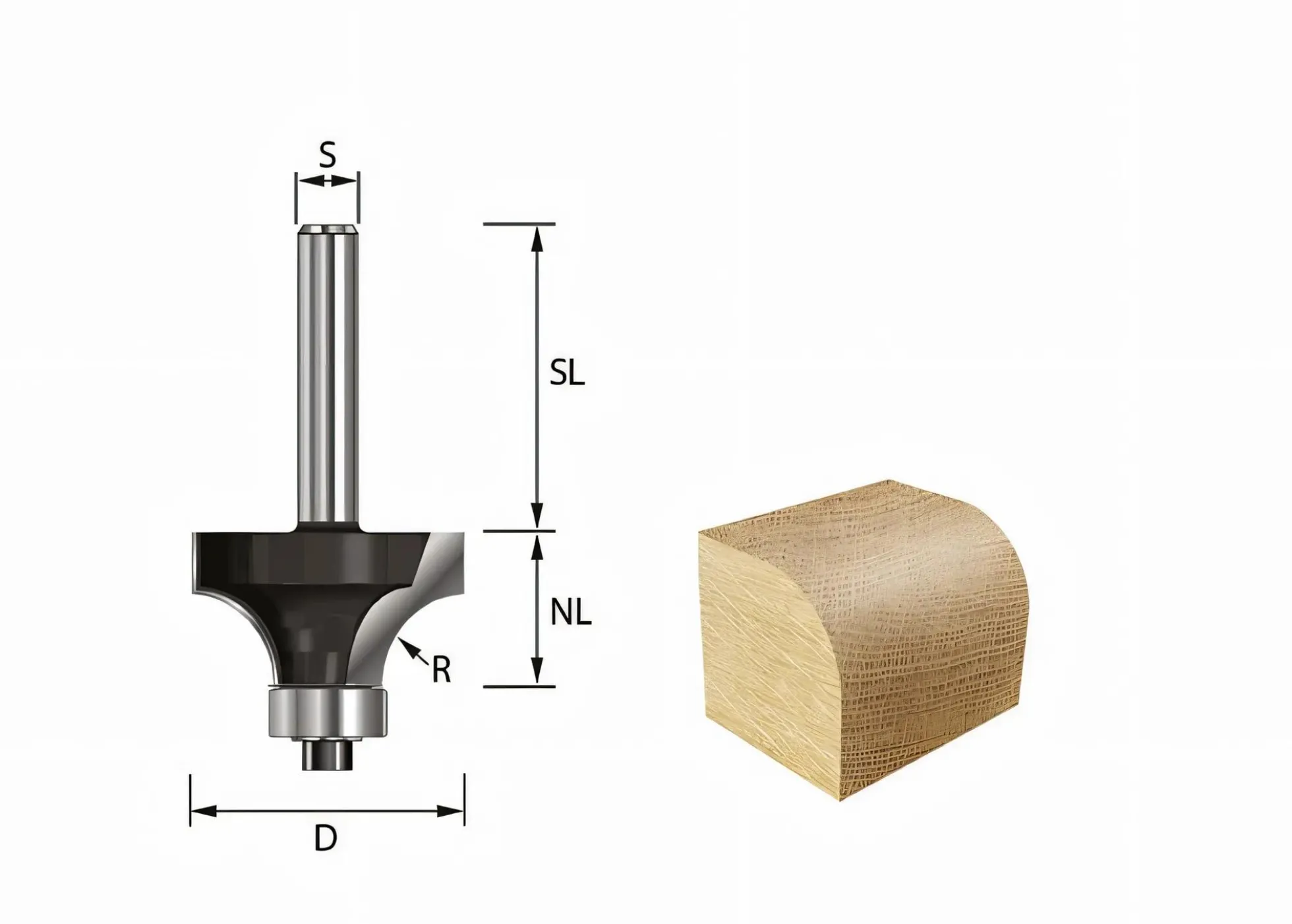 Abrundfräser HM Z2 R: 9,5mm NL: 15,9mm