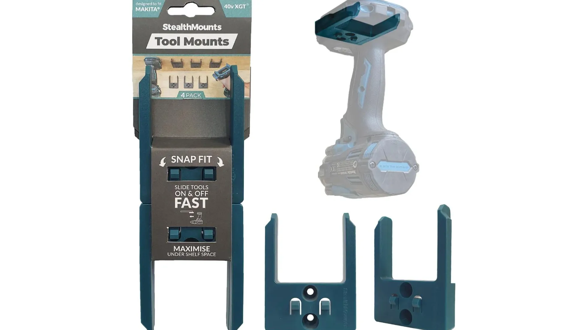 Blaue StealthMounts Werkzeughalterungen für Makita 40V XGT, 4 St.