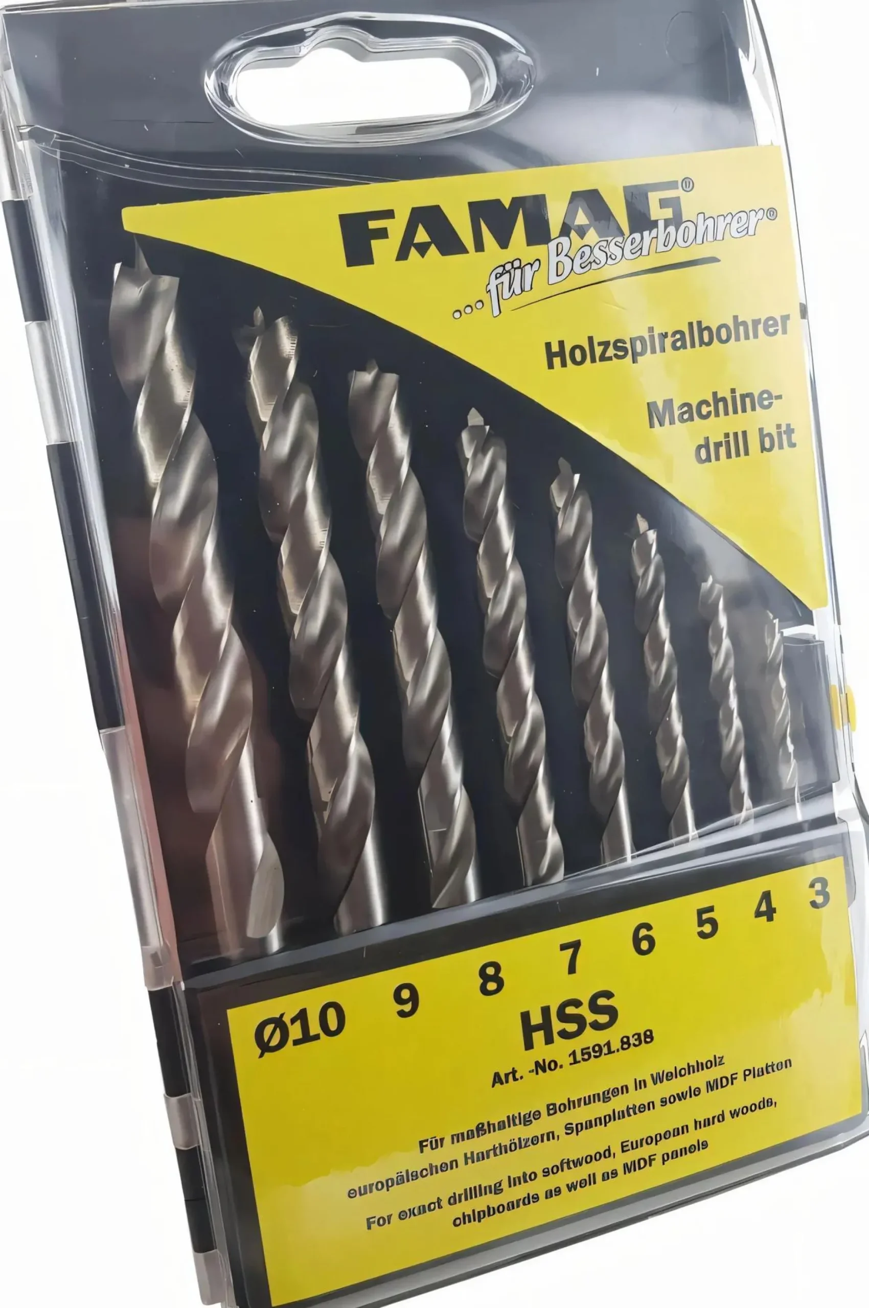 Classic Holzspiralbohrer HSS 8-teilig