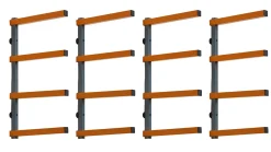 Doppelset Kragarmregal mit 4 Etagen grau / orange