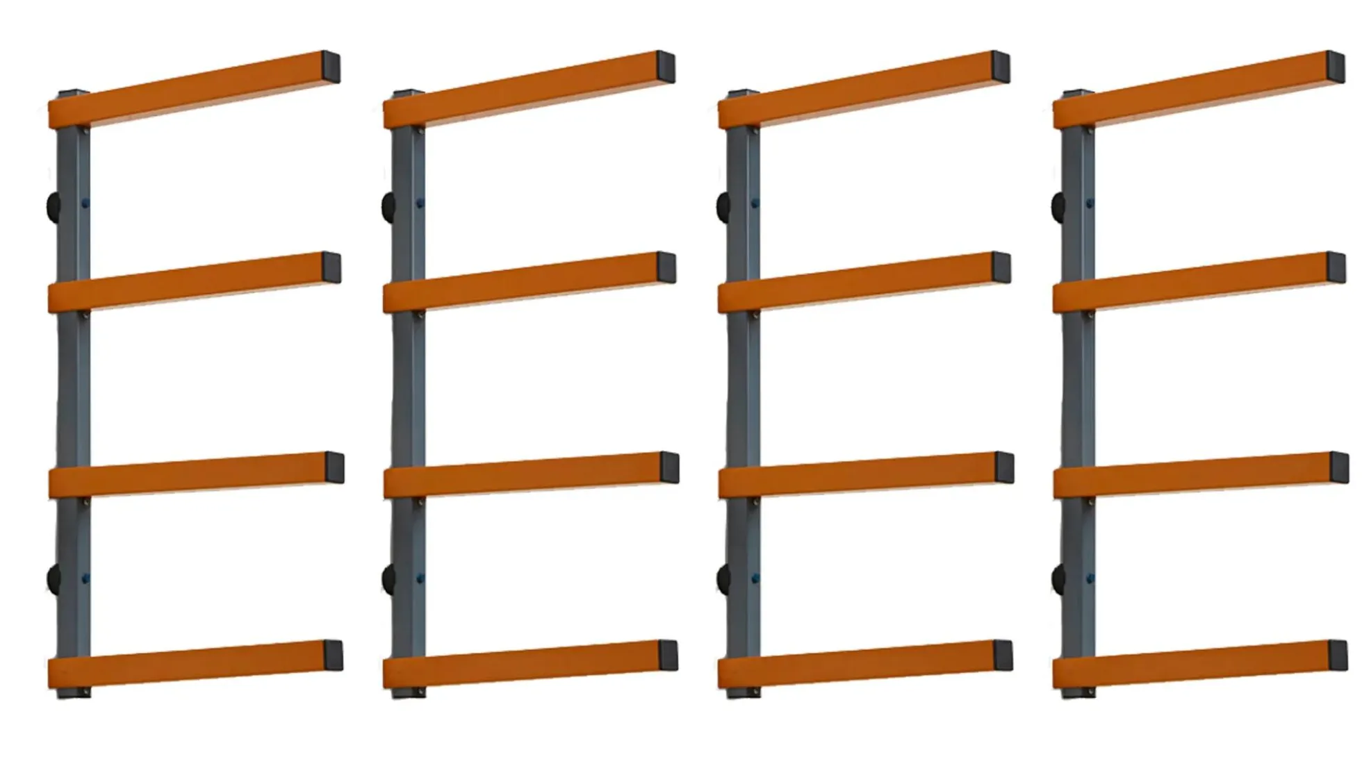 Doppelset Kragarmregal mit 4 Etagen grau / orange