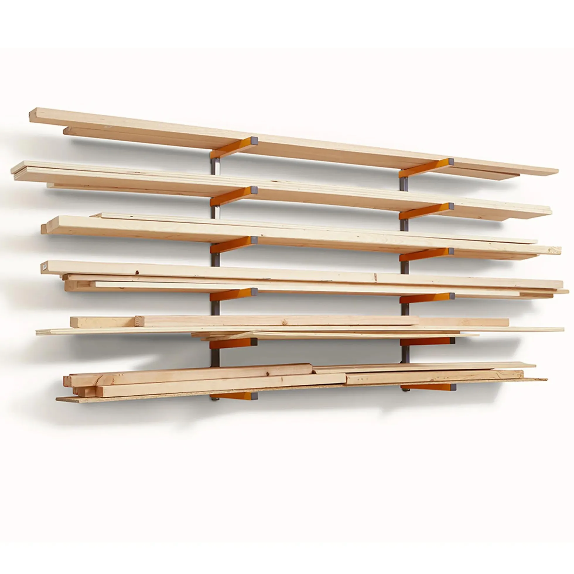 Doppelset Kragarmregal mit 6 Etagen grau / orange