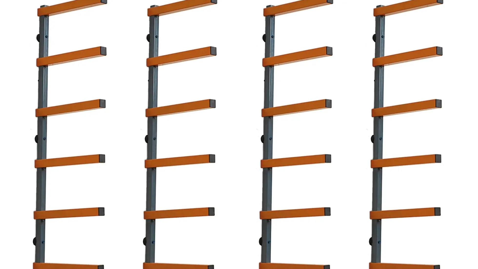 Doppelset Kragarmregal mit 6 Etagen grau / orange