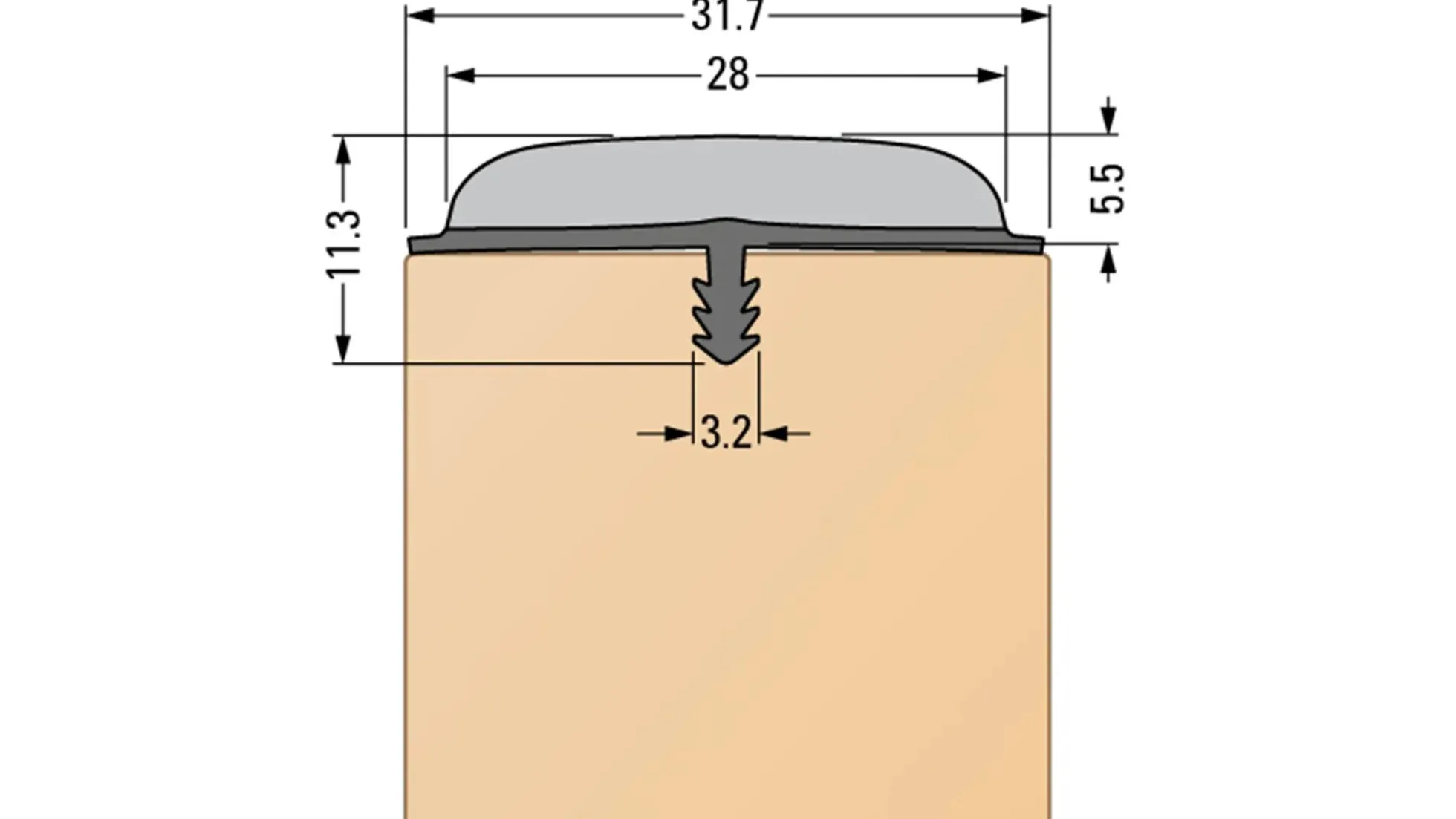 Ergosoft Stegkante Weiß 31,7 x 5,5 mm - 1 Meter