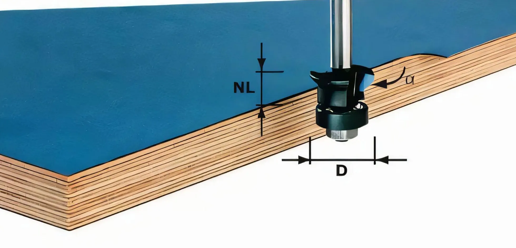 Fase-Bündigfräser HW Schaft 8 mm HW S8 D24/0° +45°