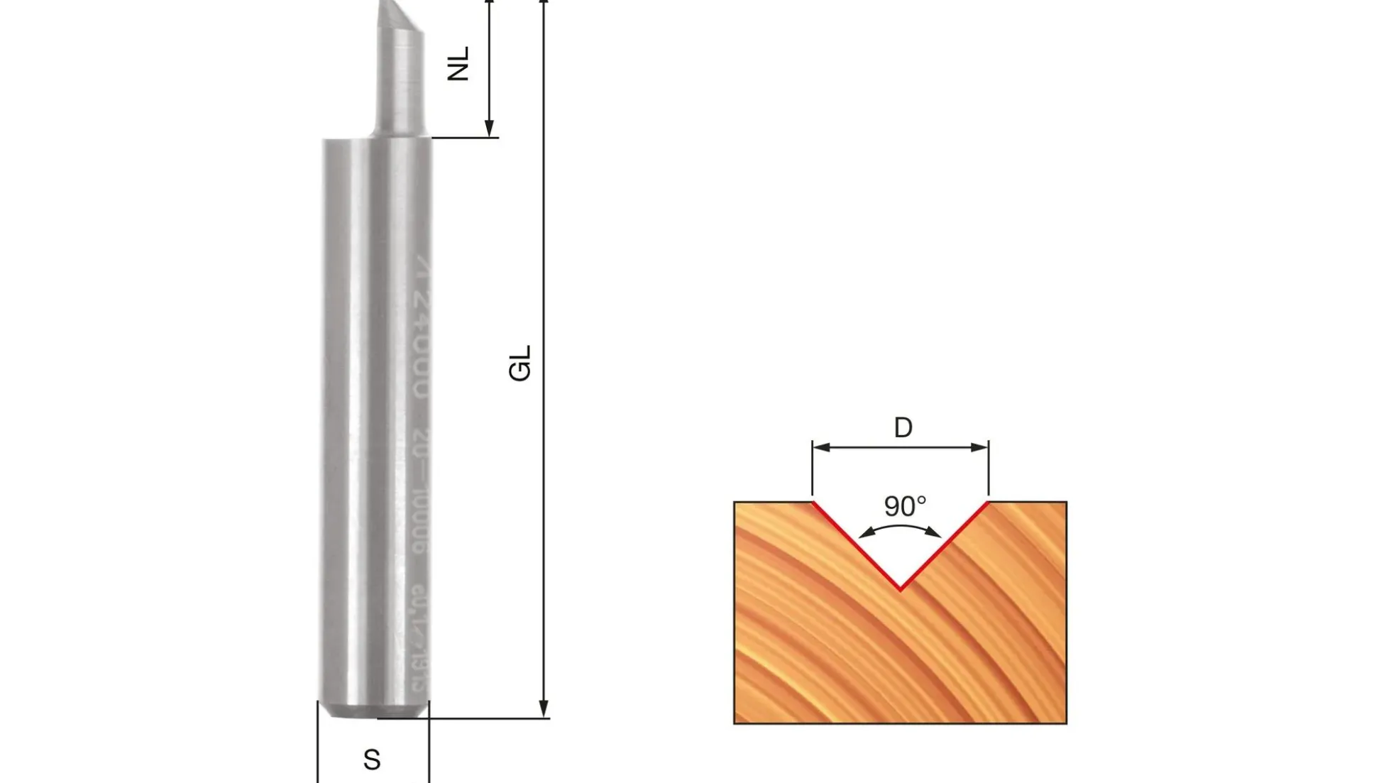 freud V-Nutfräser VHM D6 S8 90°