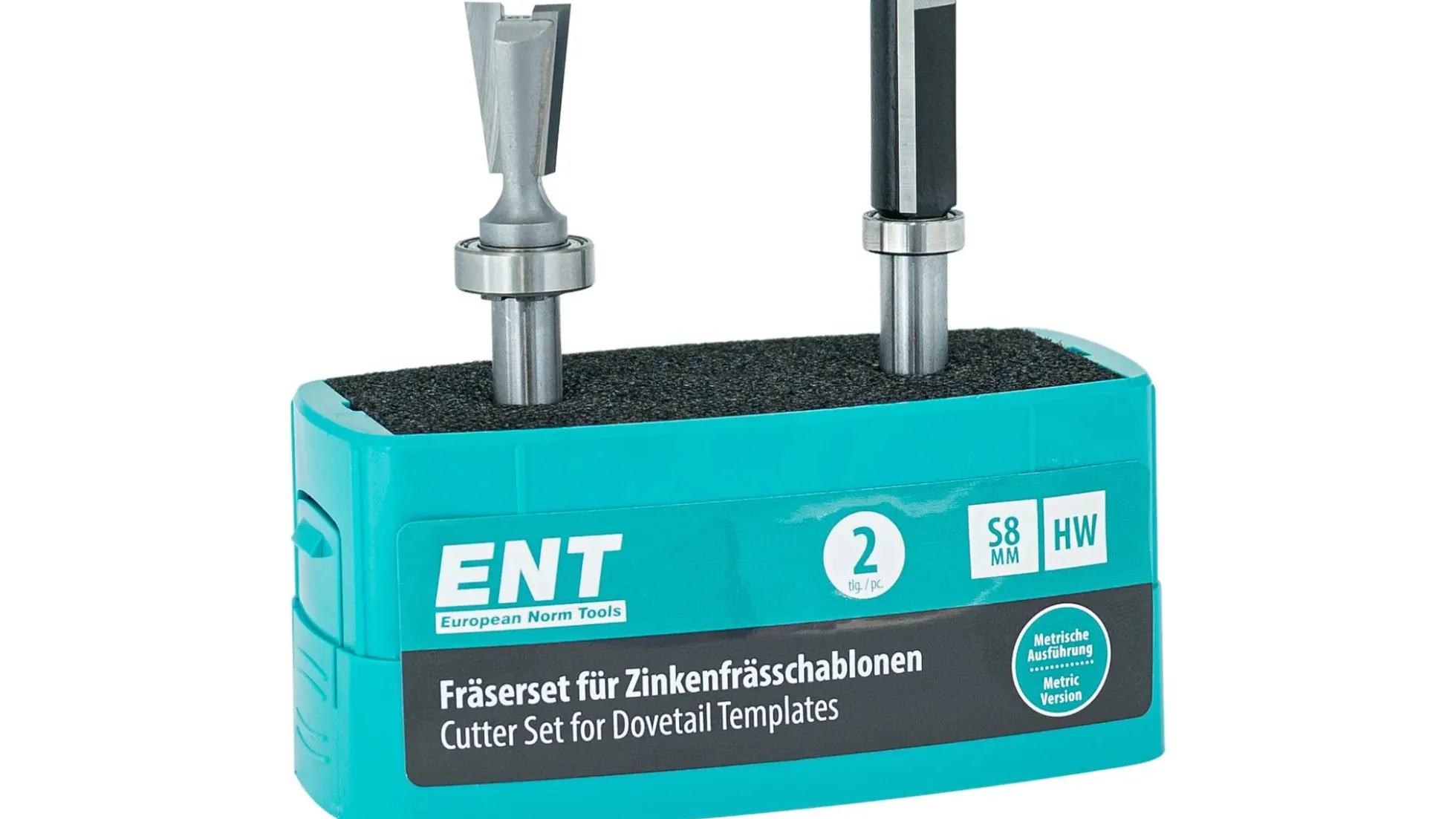 Fräser-Set, 2-tlg. für ENT Zinkenfrässchablone "metrische Ausführung"
