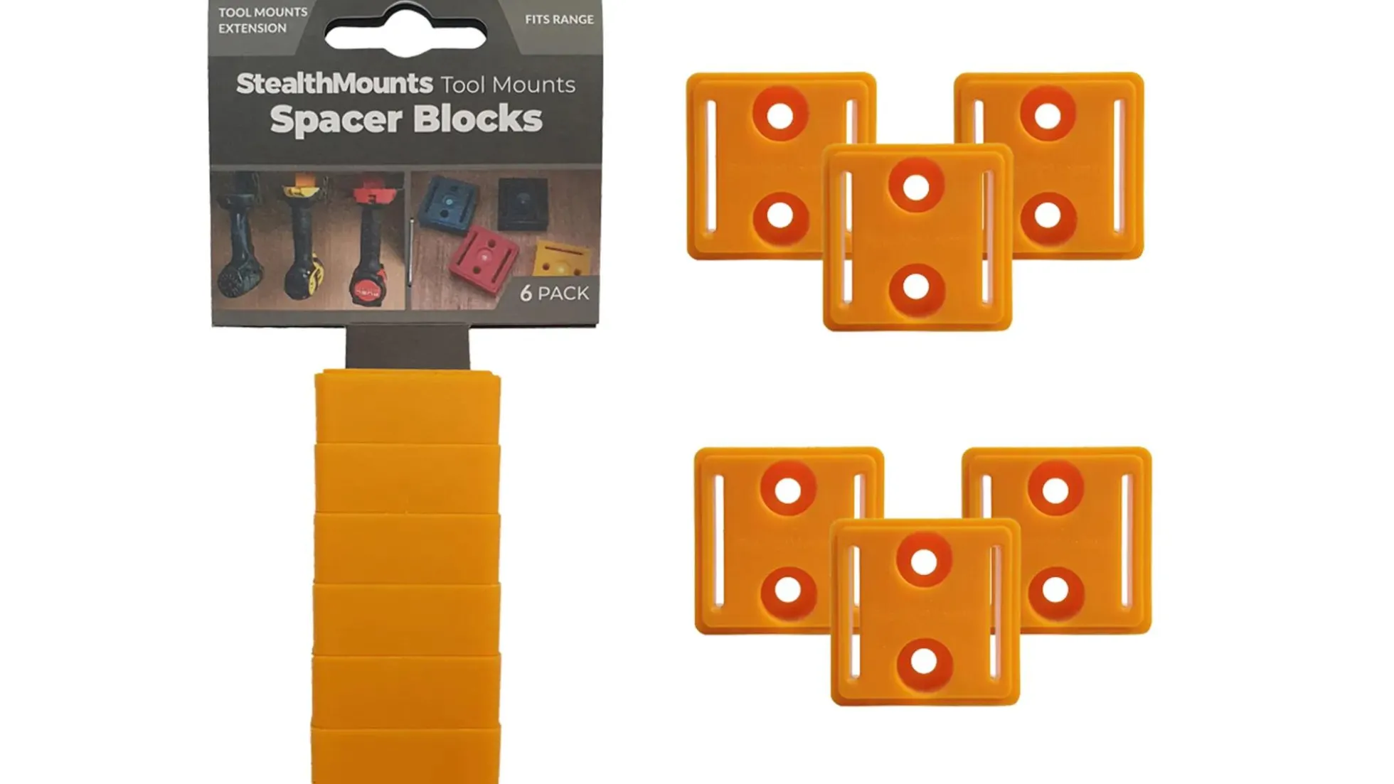 Gelbe Distanzstücke für StealthMounts Werkzeughalter (12mm) für DeWalt XR, 6 St.
