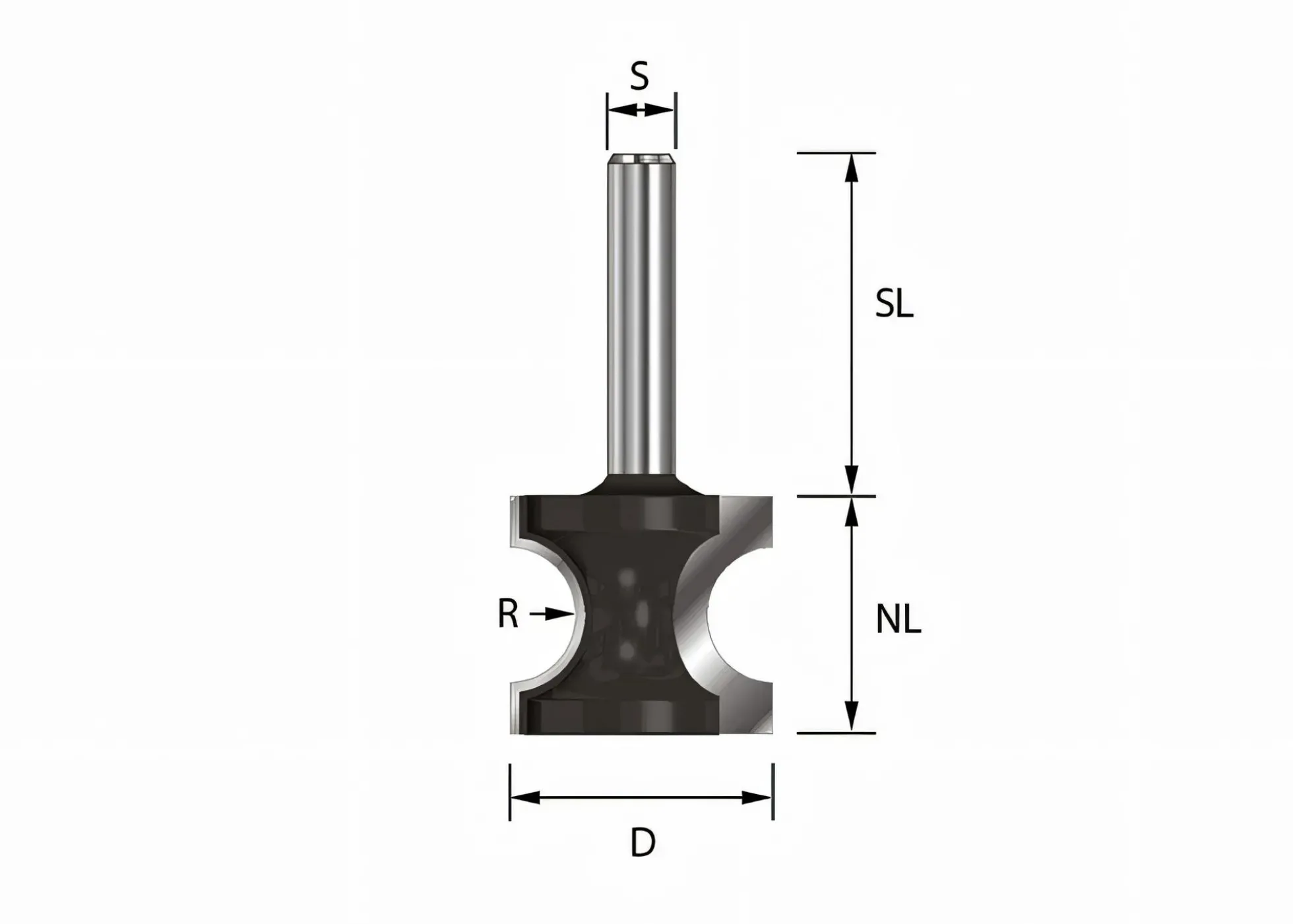 Halbstabfräser HM Z2 R: 6mm NL: 30mm