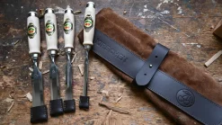KIRSCHEN Stechbeitelsatz in Veloursledertasche, 4-teilig