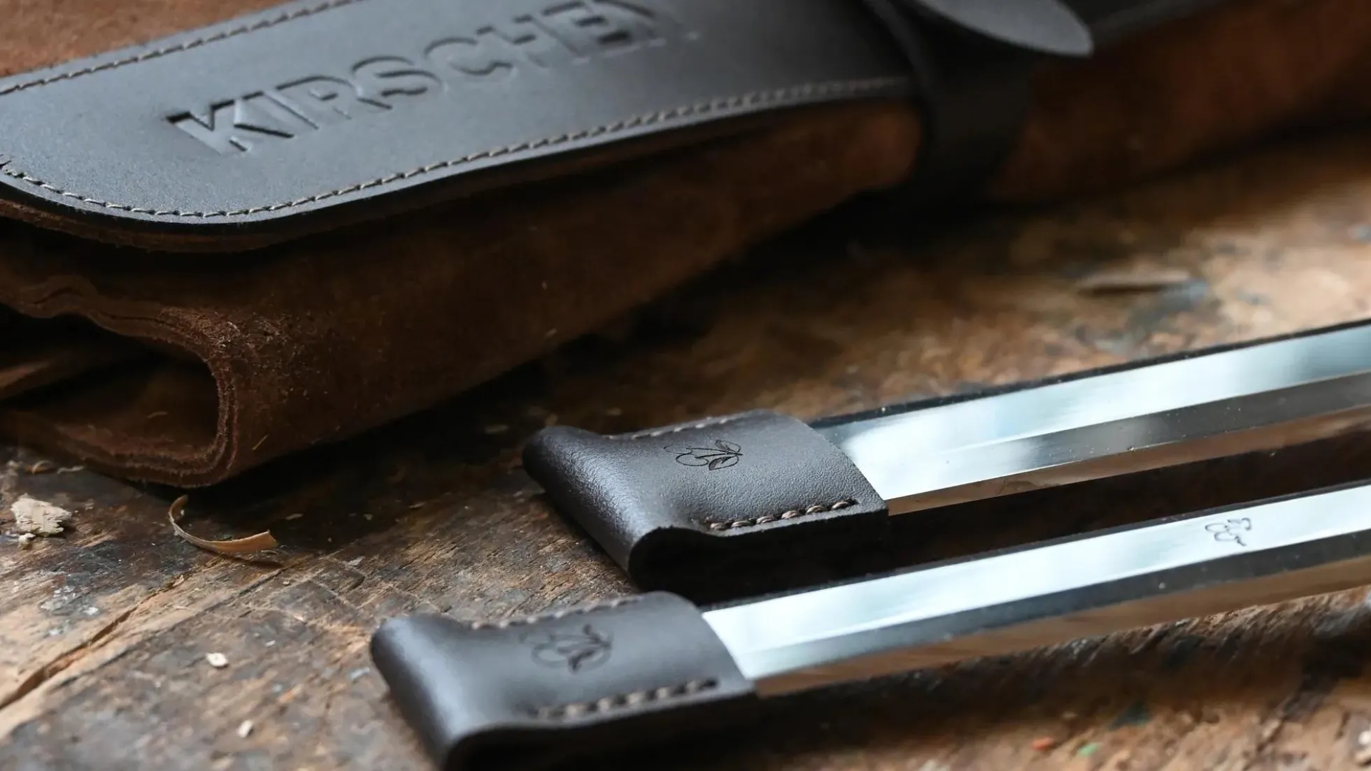 KIRSCHEN Stechbeitelsatz in Veloursledertasche, 4-teilig