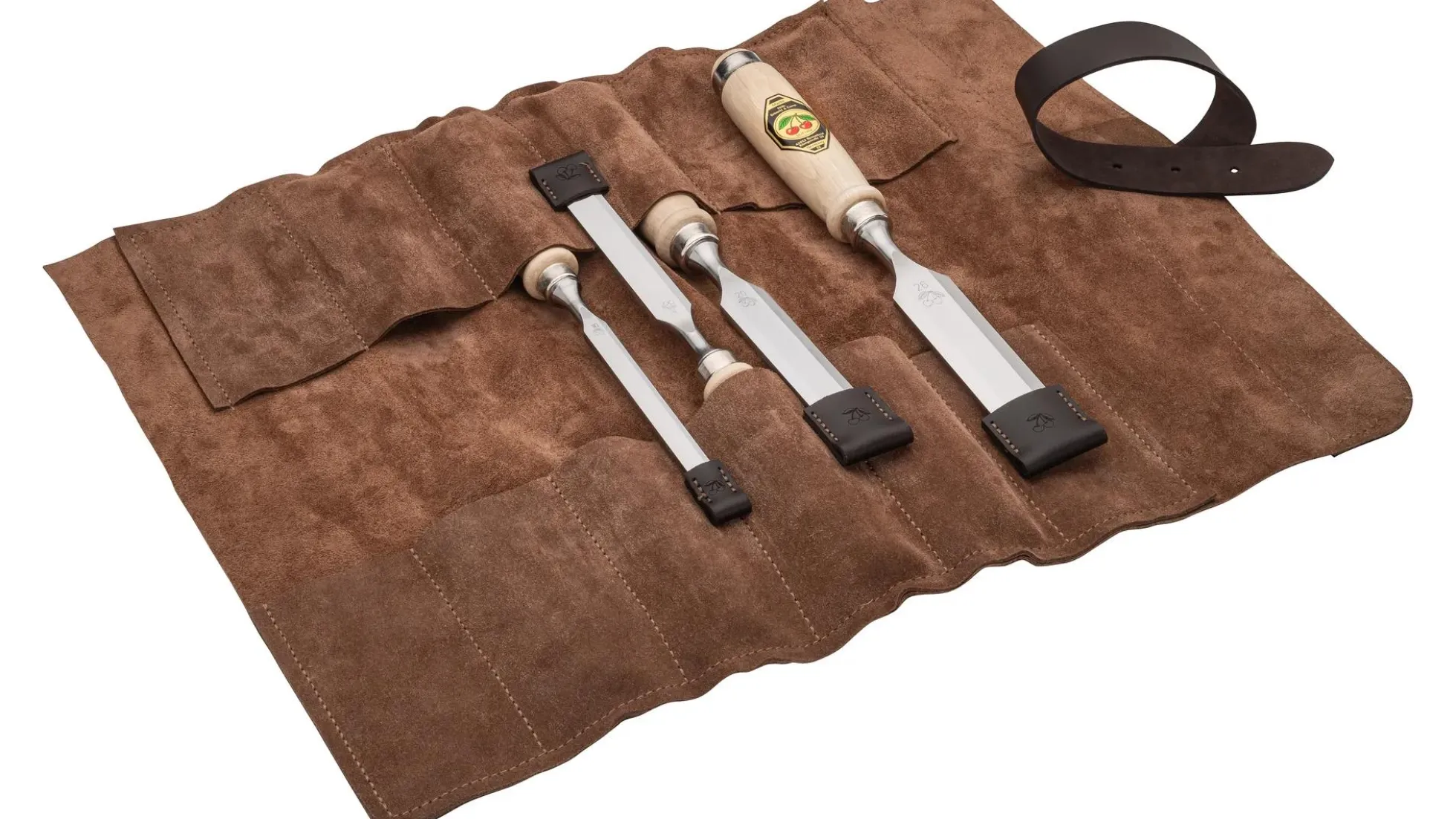 KIRSCHEN Stechbeitelsatz in Veloursledertasche, 4-teilig