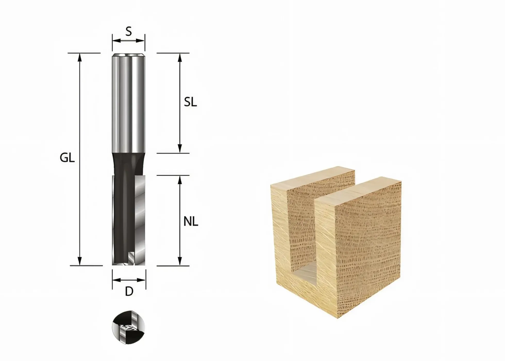 Nutfräser HW Z2 D: 12mm GL: 107mm