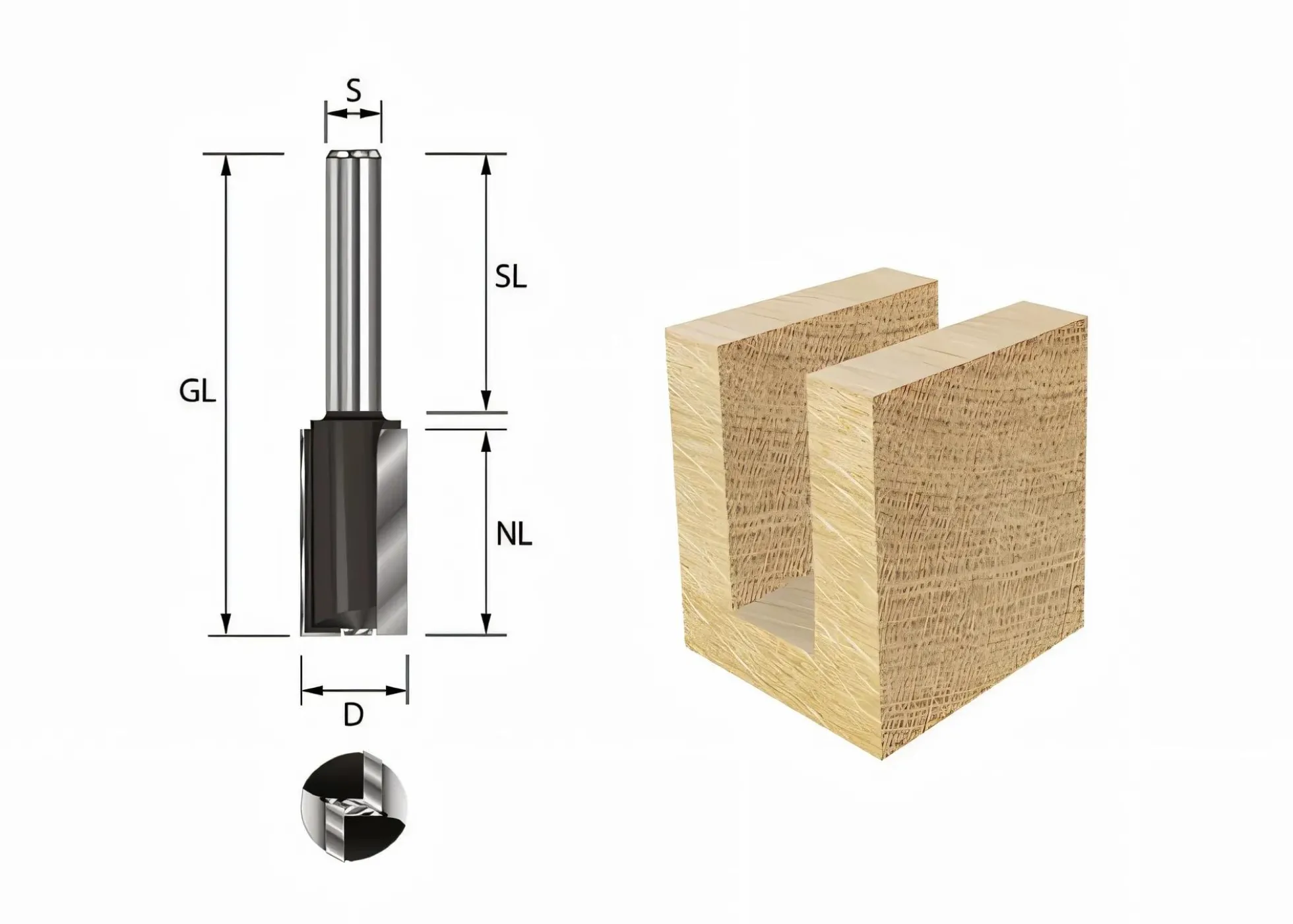 Nutfräser HW Z2 D: 9mm NL: 20mm