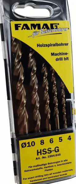 Premium Holzspiralbohrer Satz HSS-G 5-tlg.