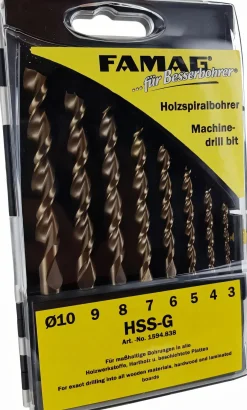 Premium Holzspiralbohrer Satz HSS-G 8-tlg.