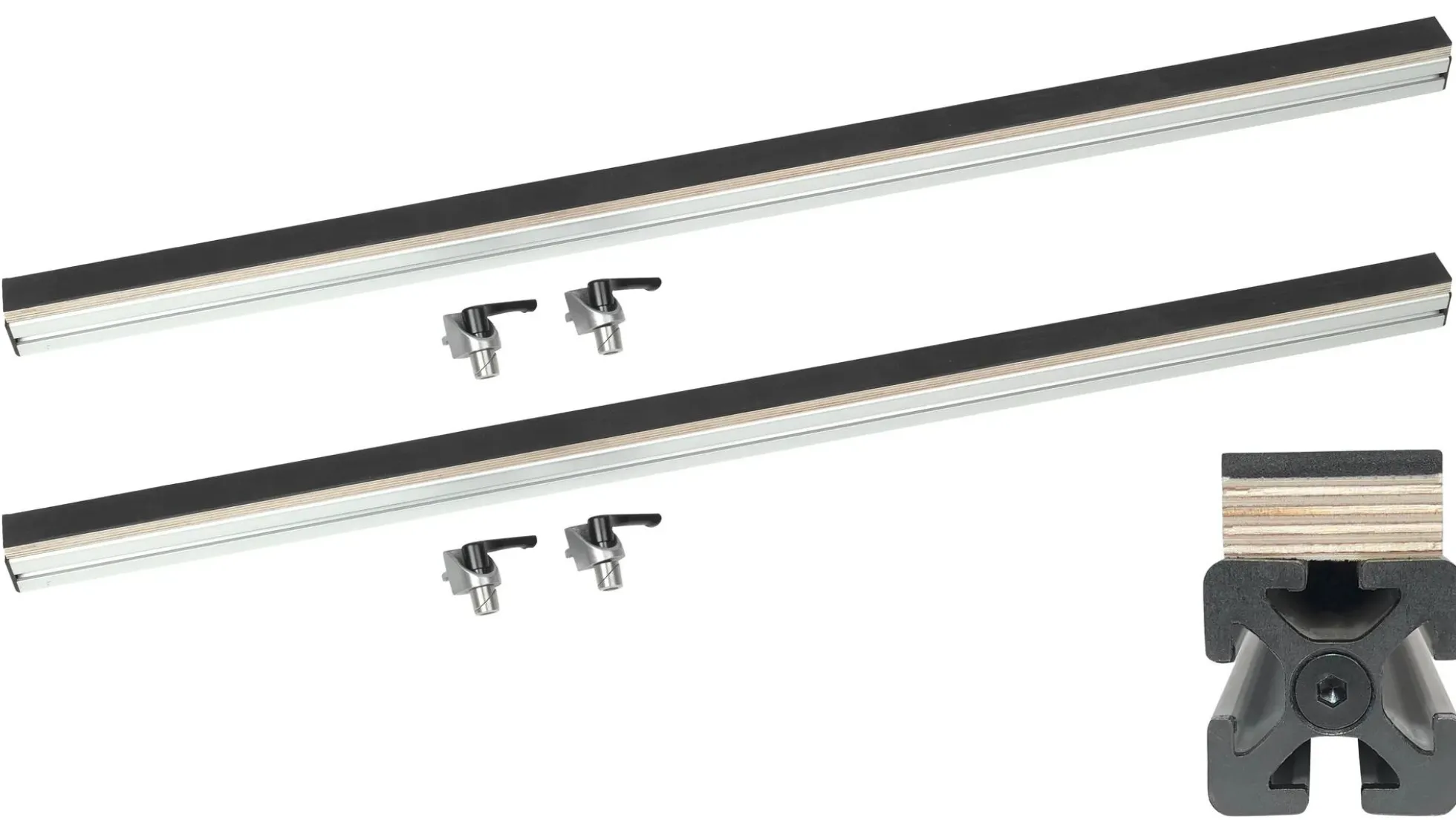 RUWI Auflageschienen-Set inkl. Klemmbolzen mit Klemmhebel (1200mm)