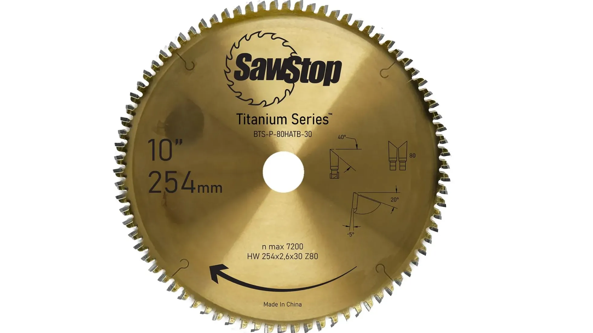 SAWSTOP TITANIUM Sägeblatt 254x3,2/2,4x30, WZ=80