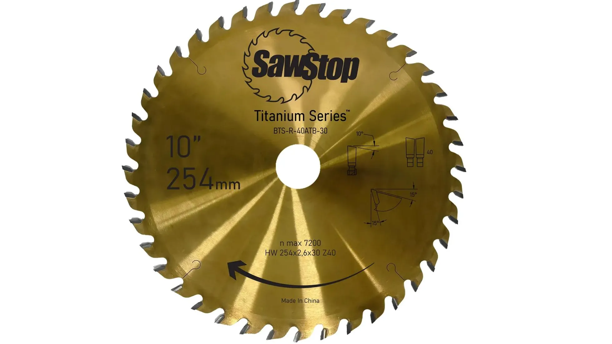 SAWSTOP TITANIUM Sägeblatt 254x3,2/2,2x30, WZ=40