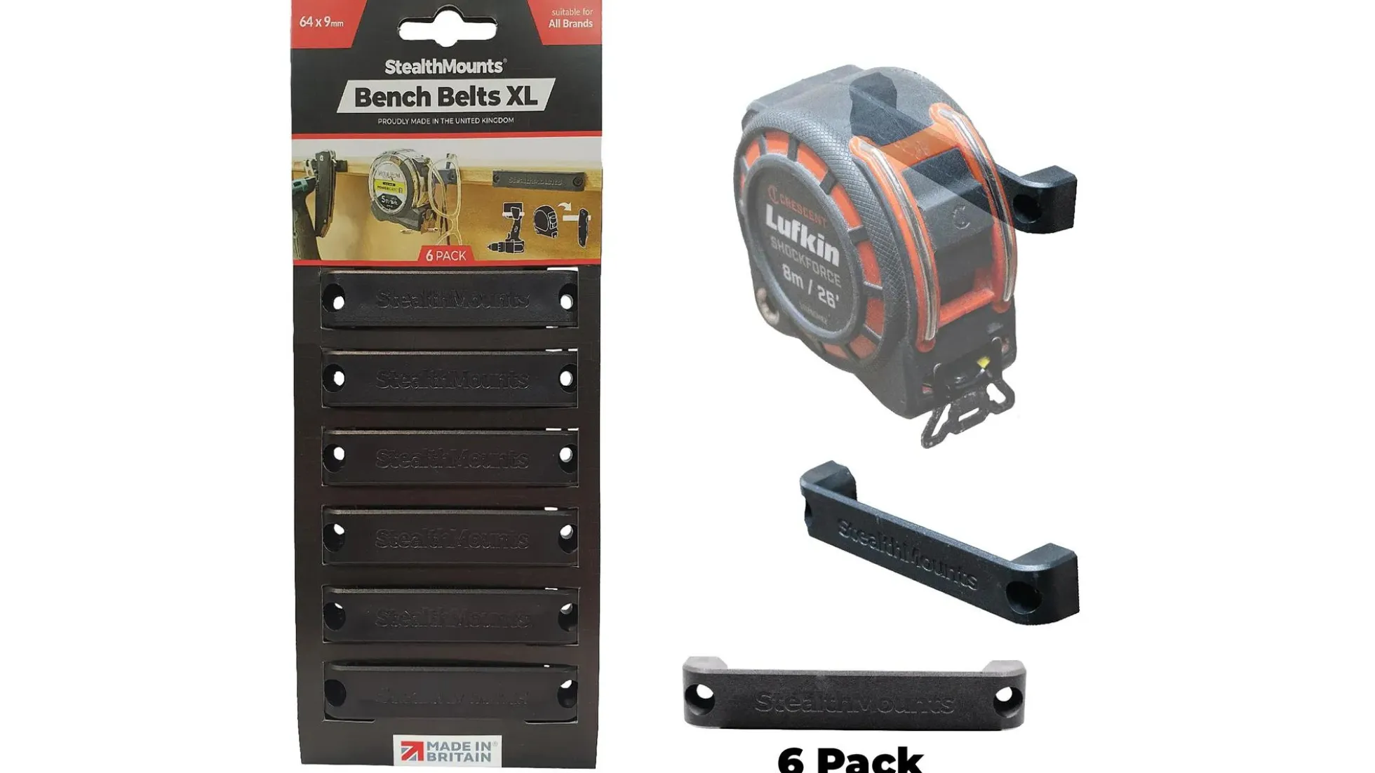 Schwarze StealthMounts Werkbank-Organizer XL, 6 St.