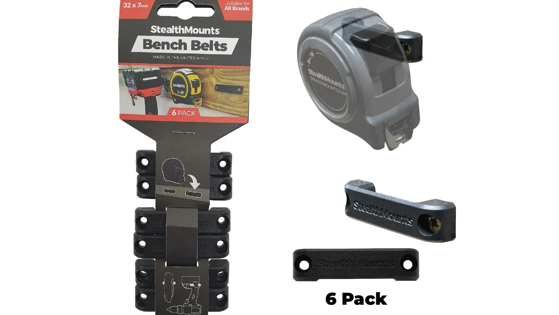 Schwarze StealthMounts Werkbank-Organizer, 6 St.