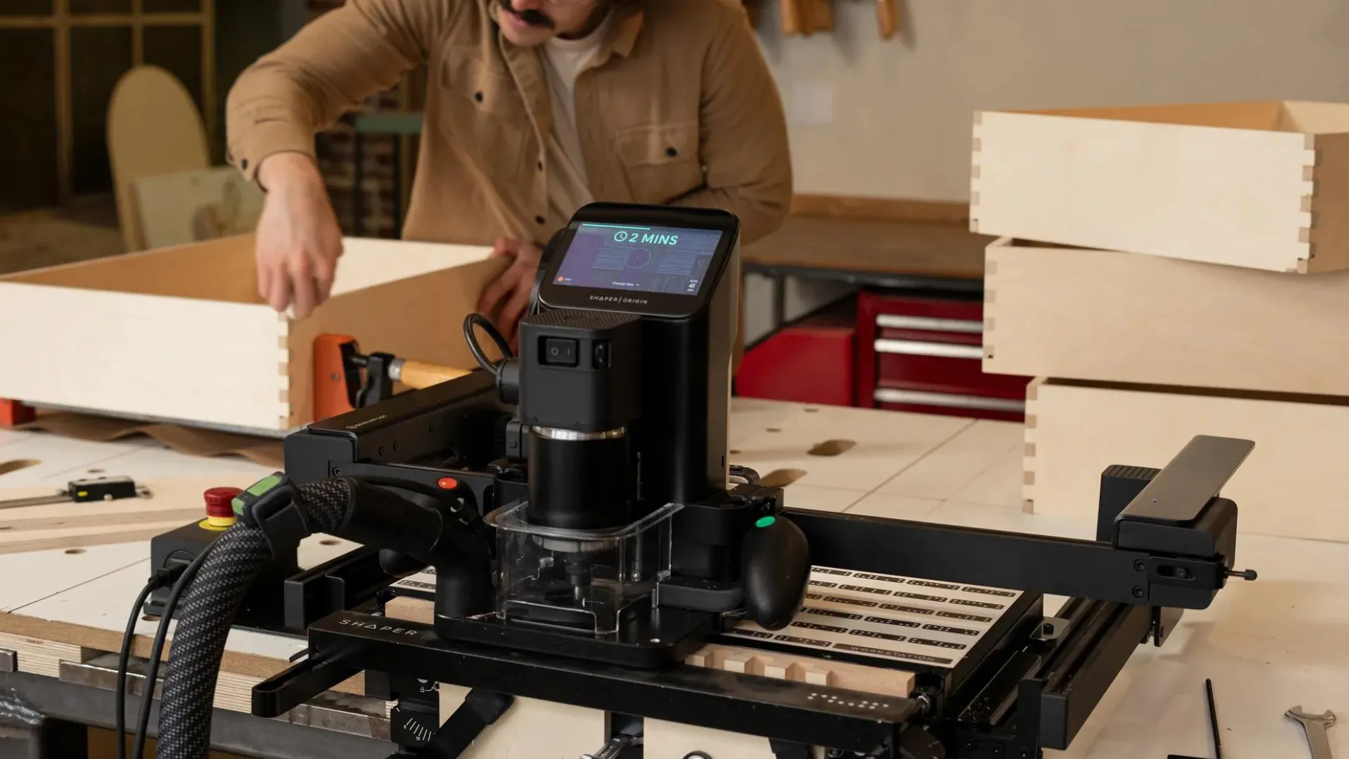 Shaper Origin + Plate + Workstation + Bench Pilot + Shelf Upgrade Kit