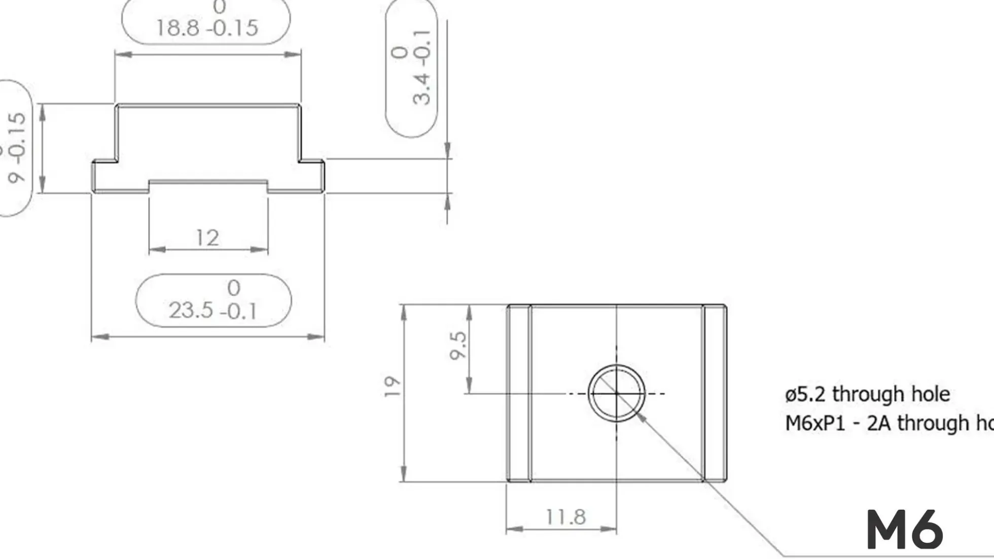 T-Nutensteine 3/4" -M6(5 Stück)