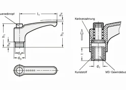 Verstellbarer Klemmhebel mit Gewindebuchse M6