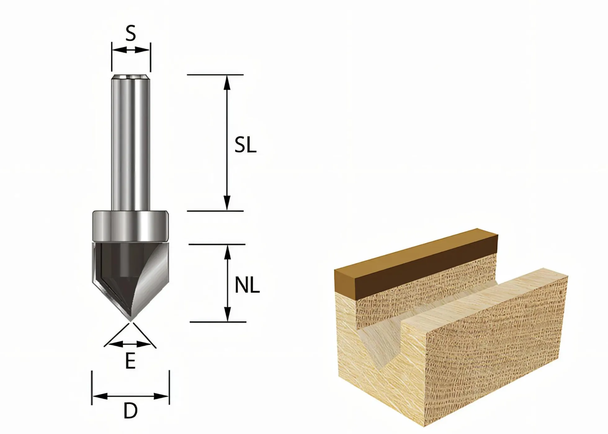 V-Nut- & Schriftenfräser HW (HM)