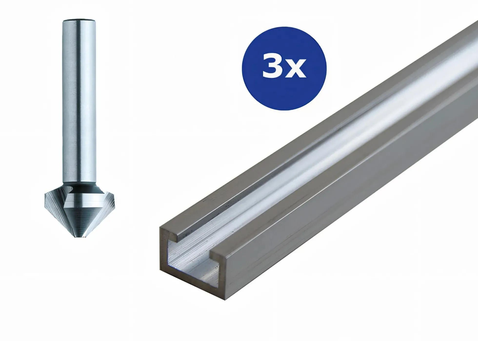 3x Aluminium-Profilschiene 1200 mm & Kegelsenker