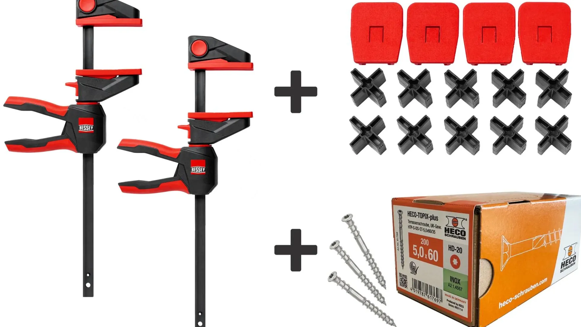 2x Drehgriff-Einhandzwingen EZ360-60 + EZ-TD + Schrauben