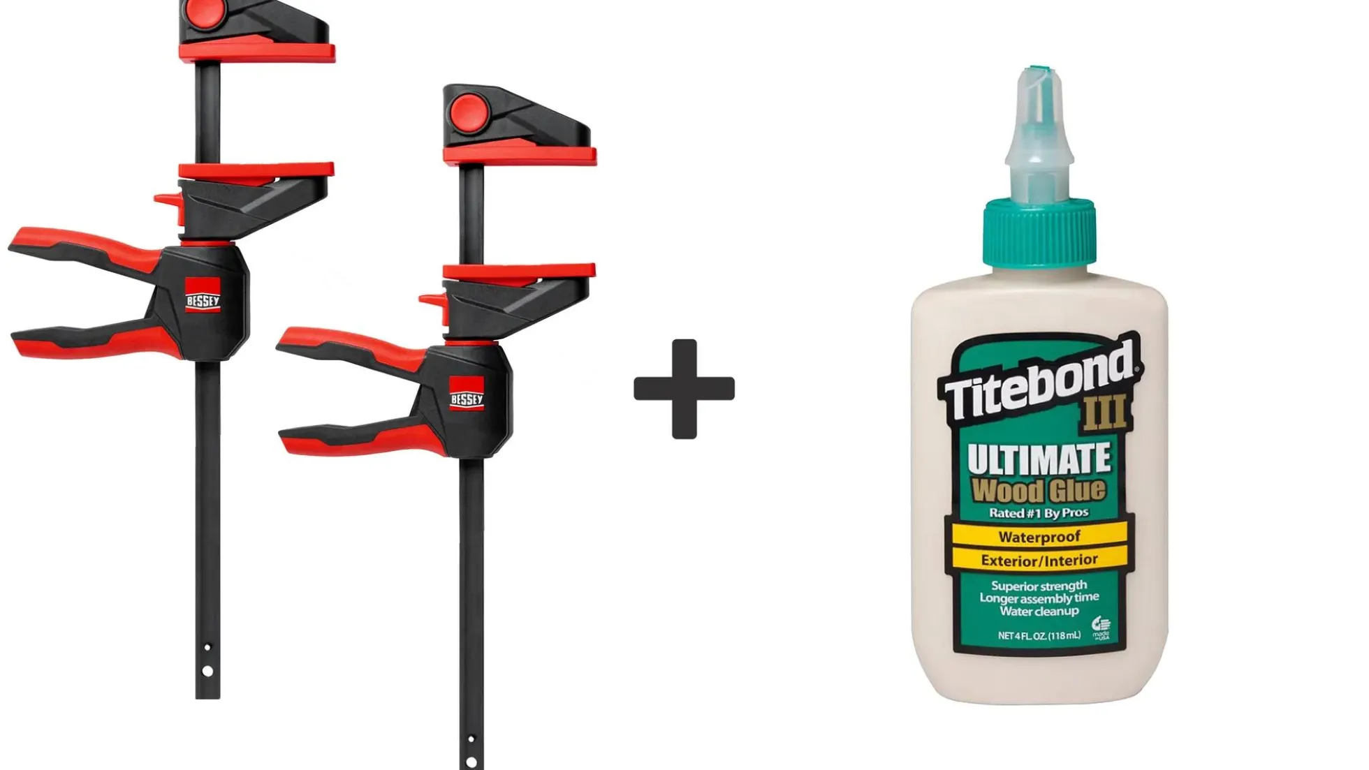 2x Drehgriff-Einhandzwingen EZ360-30 + Titebond Holzleim D4