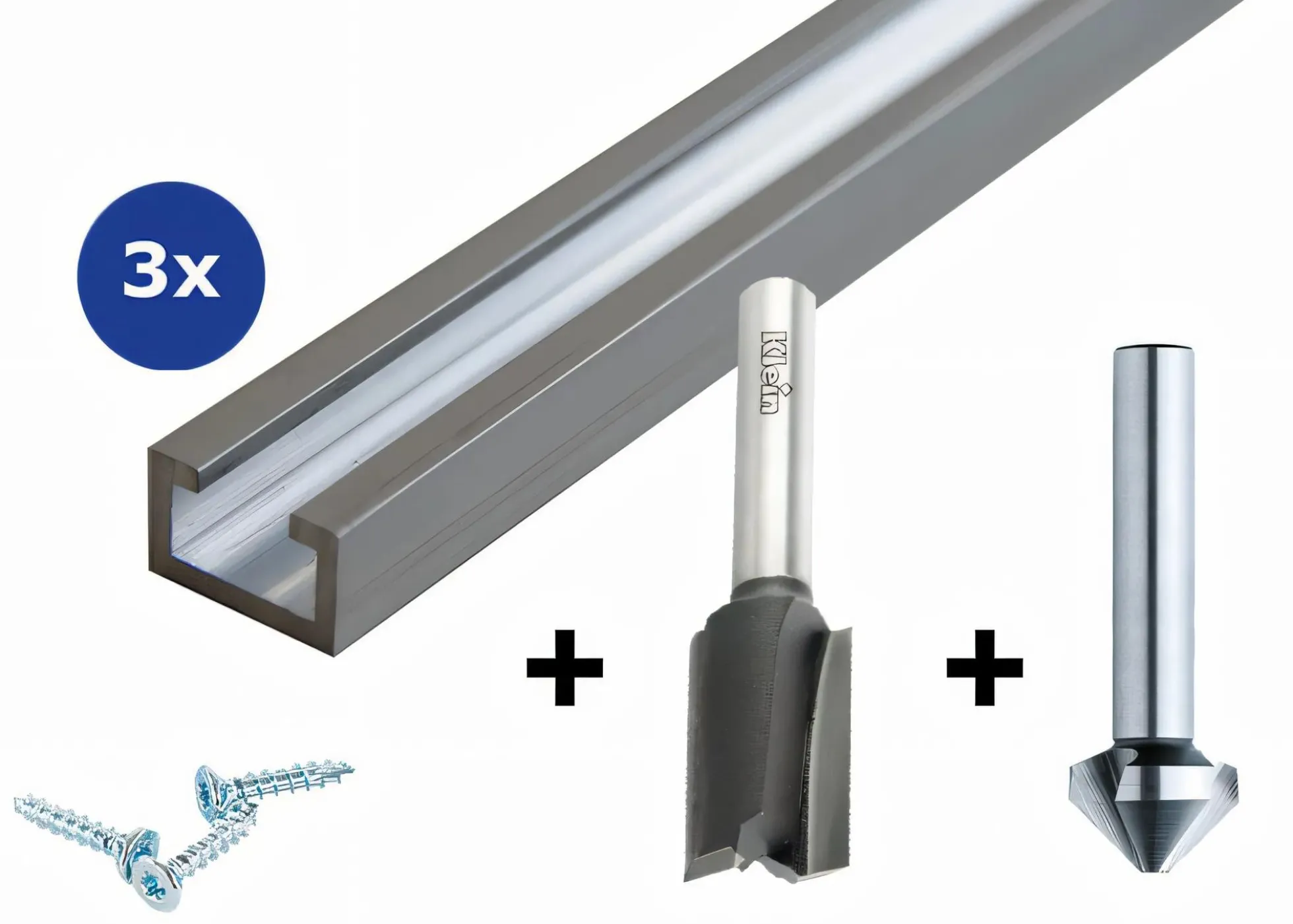 3x Profilschiene 1200 mm inkl. Nutfräser Ø17 & Senker