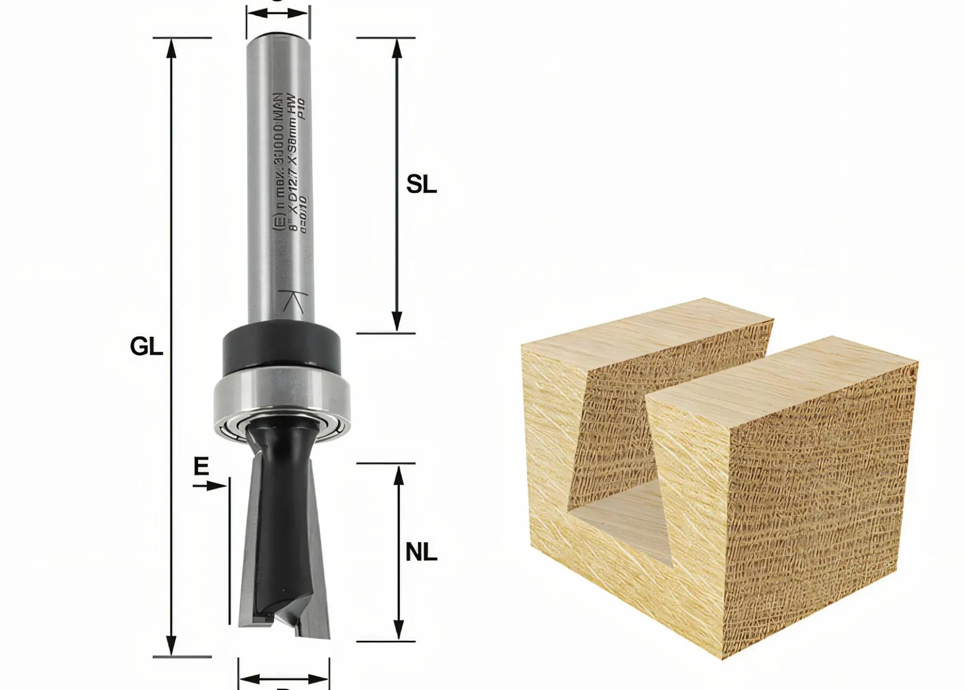 ZinkenfräserØ12,7mm | 8° mit Kugellager Ø15,88 mm
